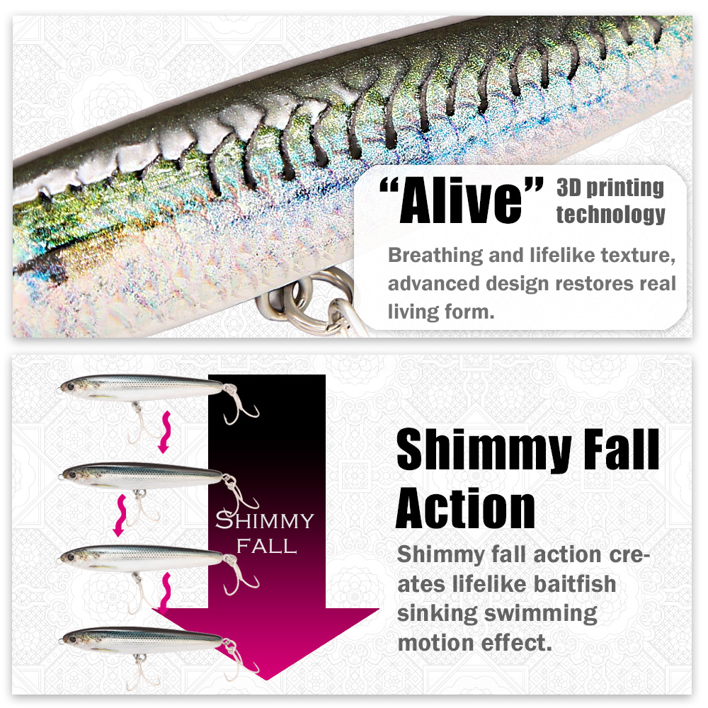 B&U Sinking Pencil Fishing Lur - đánh giá và giá Fishing Hook Treble