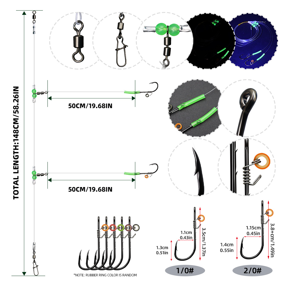 ZYZHE 1/3/5pcs Fishing Rigs Wi - đánh giá và giá Fishing Hook Assortment